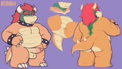 2020 anthro ass balls belly bitebox64 bowser bowser_day cute_fangs genitals humanoid_genitalia humanoid_penis koopa male male_only mario_(series) moobs nintendo penis scalie shell-less simple_background solo video_games