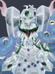 1girls anal angry anus arms_behind_back ass big_belly birth bound bound_arms bound_legs clothing colored_skin crying cum duel_monster egg_laying eggnant eggs female full_body grabbed_by_tentacles green_eyes hair_ornament hair_over_one_eye holding_legs humanoid icejade_aegirine icejade_gymir_aegirine impregnated inflation laying_multiple_eggs monster_girl murasaki_kagami nzla03 orrdriver pale-skinned_female pale_skin pregnant pussy restraints slime_girl spread_legs spread_pussy tears tentacle tentacles_around_body thighhighs translucent_body transparent transparent_body twintails uterus vaginal_fluids vaginal_squirting x-ray yu-gi-oh!