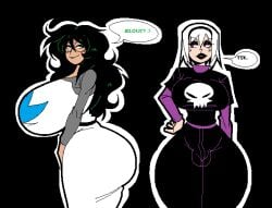 2girls diference_size homestuck huge_ass huge_breasts jade_harley rose_lalonde tagme ykujo