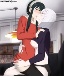 2d 2d_(artwork) 2d_artwork 2girls adoptive_mother adult adult_female anime anime_character anime_milf areola areolae assertive_female big_boobs big_breasts black-eyed_female black-haired_female black_eyes black_hair black_legwear black_panties black_pantyhose black_stockings black_tights black_underwear blush_face blush_lines blushing blushing_at_another blushing_at_partner blushing_female blushing_lines bob_cut breast_press breast_press_on_chest breast_squeeze breasts breasts_press breasts_pressed_against_another breasts_pressed_against_partner breasts_pressed_together busty busty_female busty_girl busty_milf cloverworks collarbone curvy_milf digital digital_art digital_drawing digital_drawing_(artwork) digital_media digital_media_(artwork) dominant_lesbian drawing duo earrings exposed fanart female female/female female_focus female_kissing_female female_on_female female_only female_pleasuring_female female_protagonist female_with_female fingernails fingers fiona_frost flushed flushed_face french_kiss french_kissing groin hair_between_eyes hairband half-closed_eyes half_naked half_nude hand_on_another's_leg hand_on_another's_thigh hand_on_leg hand_on_thigh head_tilt homosexual homosexual_female homosexual_sex hot_milf house_background indoor indoor_background indoor_nudity indoor_sex indoors indoors_sex inframammary_fold interior_background inverted_bob kiss kissing kitchen kitchen_background kitchen_setting kitchen_sex kurigami kurigamiin large_boobs large_breasts large_breasts_lesbian lean_figure legwear lesbian lesbian_domination lesbian_focus lesbian_kiss lesbian_only lesbian_pleasure lesbian_sex lesbians lesbians_naked long_hair looking_down looking_down_at_another looking_down_at_partner looking_up looking_up_at_another looking_up_at_partner mature mature_female mature_woman medium_hair milf mother multiple_females multiple_girls mutual_yuri naked naked_female naked_woman narrow_waist nightfall_(spy_x_family) nipples nude nude_female nudity open_mouth panties pantyhose parted_lips partially_undressed pink_areola pink_areolae pink_nipples portrait pressing_breast_on_partner pressing_breasts pressing_breasts_together pushing_breasts_together pushing_breasts_up red-eyed_female red_eyes rubbing_breasts semi_nude shonen_jump shoulders sideboob sidelocks sitting slender_body slender_waist slim_female slim_waist spy spy_x_family squeezing_breast squeezing_breasts squeezing_breasts_together stockings submissive_lesbian thighs tights tilted_head tongue tongue_kiss tongue_kissing tongue_out touching_leg touching_thigh underboob underwear upper_body white-haired_female white_hair white_hairband wit_studio woman yor_briar yor_forger young_looking_female yuri yuri_kiss