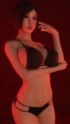 1girls 3d 3d_(artwork) ada_wong ada_wong_(adriana) asian asian_female bikini black_hair bob_cut brown_eyes capcom dark_hair female_only human human_only lingerie navel nyes117 pinup resident_evil resident_evil_2 resident_evil_2_remake short_hair solo solo_female swimsuit tagme