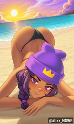 ai_art ai_generated alixx_nswf ass beach big_ass bikini black_hair brawl_stars brazilian mina_(brawl_stars) sexy supercell