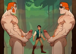 ai_generated cdpetee disney flynn_rider gay patchy sideburns stabbington_brothers tangled yaoi