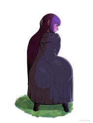 1girls big_ass boots female fern_(sousou_no_frieren) frieren_beyond_journey's_end long_hair looking_back purple_eyes purple_hair robe sousou_no_frieren