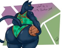 anthro basketball big_ass big_butt crimsonstudios1 female goat_(movie) jett_fillmore panther_girl pantherine pinup solo solo_female sports_bikini sportswear thick_thighs