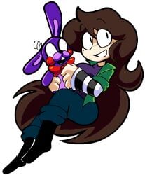 cartoony charlie_(fnaf) charlie_emily charlotte_emily clothing female_only five_nights_at_freddy's five_nights_at_frickbears hair_bigger_than_head hugging_object mod sfw smiling_at_viewer thunder_thighs tomfooleryarts tommytornado