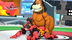 2boys 3d 3d_animation anal_sex animated anthro ass belly big_ass big_muscles big_penis canine crossover cum cumming_from_anal_sex cumming_inside duck_hunt duck_hunt_dog feline furry gay incineroar male/male moaning musclegut muscles muscular_male nintendo penis pleasure_face pokemon pokemon_(species) sex sound super_smash_bros. tagme tiger tiggyafterdark video video_game_character