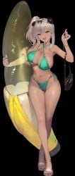 ahe_gao ahegao_face ai_generated bikini brown_dust_2 dark-skinned_female dark_skin drooling female female_only grok_imagine legs_spread multicolored_hair nebris_(brown_dust_2) sound squatting swimsuit tagme video wet wet_body wet_skin