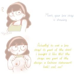 boobs bra_strap bra_strap_is_showing_(meme) chubby_female cute female female_only flashing_breasts genderswap inkypuffz ipukeink morticia_smith pocket_mortys rick_and_morty trend