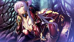 1boy armor artist_request big_ass big_breasts big_penis blue_eyes dracophilia dragon eden's_ritter female female_domination knight monster noein_(eden's_ritter) purple_hair rape wings zoophilia