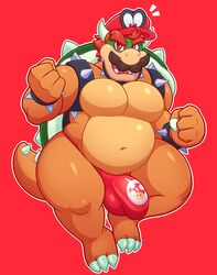 2020 absurd_res acstlu anthro balls belly big_ass big_belly big_butt big_penis bowser bulge cappy_(mario) chubby hi_res koopa large_penis looking_at_viewer male male_only mario_(series) moobs mustache nintendo open_mouth pecs penis red_background red_eyes red_hair round_belly scalie super_mario_odyssey thick thick_ass thick_penis thick_thighs video_games