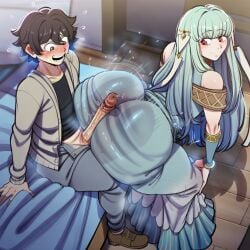 1boy 1girls ai_generated ass bed bedroom breasts cloud115599 cock curvaceous curvaceous_female curvaceous_figure curvy curvy_body curvy_female curvy_figure curvy_hips female fire_emblem huge_ass indoors looking_back male male/female ninian_(fire_emblem) novelai penis sitting_on_bed smile smiling thick thick_ass thick_butt thick_hips thick_thighs twerk twerking twerking_on_dick twitching twitching_penis voluptuous voluptuous_body voluptuous_female wide_hips wide_thighs