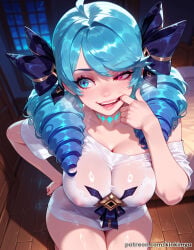 ahoge ai_generated ass bangs big_ass big_breasts blue_eyes blue_hair boobs boobs_out bow breasts breasts_out breasts_outside collarbone curvy drill_hair female female_focus female_only girl gwen_(league_of_legends) hair_bow hetero high_resolution highres huge_breasts kinkimya large_breasts league_of_legends league_of_legends:_wild_rift lips long_hair milf nipples nipples_outside nsfw nude nude_female panties panties_aside pigtails pussy_focus pussy_juice pussy_peek riot_games sexy sexy_pose solo solo_female solo_focus straight teeth tits_out twin_drills underwear vagina vaginal_fluids vaginal_juices very_large_breasts very_long_hair wet wet_pussy
