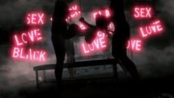 1girls 2boys 3d animated asahina_mafuyu big_breasts blowjob bondage breasts dark_skin fellatio hiyiti naked nipples nude oral penetration penis project_sekai purple_hair sex spitroast