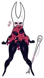 1girls breasts cape cloak embarrassed featureless_breasts featureless_crotch female female_only fukmin-dx full_body hollow_knight hornet_(hollow_knight) no_nipples no_pussy red_cape solo solo_female standing torn_clothes