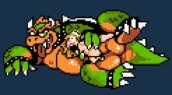 anthro anthro_penetrating anthro_penetrating_human balls bowser duo female female_penetrated genitals human human_on_anthro human_penetrated interspecies koopa living_sex_toy male male_penetrating male_penetrating_female mammal mario_(series) mouthmoth nintendo nipples penetration penis pixel_art princess_peach ridiculous_fit scalie sex size_difference straight super_mario_world video_games