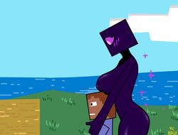 big_breasts enderman enderwoman minecraft steve_(minecraft) tagme vic_holle