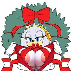 anthro big_breasts breast_grab christmas gift huge_breasts large_breasts marthedog presenting project_x_love_potion_disaster sega sonic_(series) zeta_the_echidna