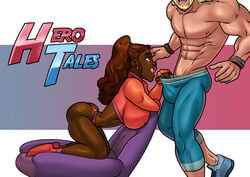 1boy 1girls abs anarchy anarchy_(hero_tales) ass balls banjee big_ass big_balls big_breasts big_butt big_penis bimbo blonde_hair blonde_pubic_hair breasts brown_eyes brown_hair bubble_ass bubble_butt butt dark-skinned_female dark_skin hero_tales imminent_oral interracial licking_lips light-skinned_male light_skin muscles muscular muscular_female muscular_male oral penis pubic_hair rabies-t-lagomorph sam_stampede socks tagme text text_box text_bubble