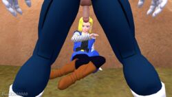 1boy 1girls 3d android android_18 balls blue_eyes boots clothing dante656565 dragon_ball dragon_ball_z female imminent_rape imminent_sex jacket leggings light_skin male nervous open_mouth penis penis_out robot robot_girl short_hair source_filmmaker tagme testicles vegeta yellow_hair