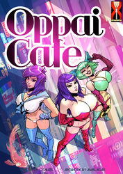 3girls amblagar armwear big_breasts breast_expansion breast_growth breasts comic comic_preview corset expansion expansion-fan-comics female female_focus female_only gloves green_hair hostess huge_breasts japanese large_breasts legwear lips lipstick long_hair mature mature_female mature_woman multiple_girls oppai oppai_cafe purple_hair shinjuku thick thick_legs thick_thighs thigh_highs thighhighs topless topless_female upper_body voluptuous watermark