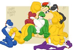 3:2 anal anthro armpit_fetish armpit_lick armpit_play balls bayron_(artist) boner bowser bowser_day erection foot_fetish foot_lick foot_play gay genitals group hi_res koopa licking male male/male male_only mario_(series) mrisolet muscular muscular_male nintendo nude penetration penis protagonistsub_antagonistdom ridiculous_fit scalie size_difference stomach_bulge tongue tongue_out video_games yoshi