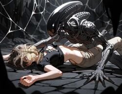 alien alien_(franchise) artificial_intelligence black_hair egg_laying facehugger female female impregnation xenomorph