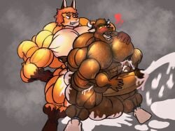 4:3 abs anthro balls big_balls big_muscles big_pecs big_penis bodily_fluids body_hair bovid canid canine caprine chest_hair clothing cum cum_inside duo footwear fox genital_fluids genitals goat hi_res huge_balls huge_cock huge_muscles huge_pecs hyper hyper_genitalia hyper_muscles hyper_penis inflation inflation kabo_(pointlesskab) lactating male male/male male_lactation mammal milk muscular muscular_anthro muscular_male pecs penis romedyromy socks