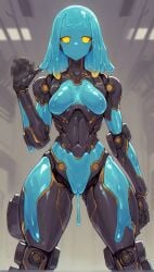 1girls ai_generated breasts dripping dripping_pussy featureless_breasts female female_only gynoid monster_girl pussy robot robot_girl robot_humanoid robot_slime_girl scalieton self_upload slime slime_girl smile tentacle_hair thick_thighs unnecessary_censorship waving