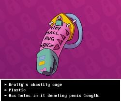 bratty_(undertale) chastity_cage chastity_cage_only chastity_device chastity_device_only dracozhilla english_text lock locktober nude stylized_chastity_cage text undertale undertale_(series) zero_pictured