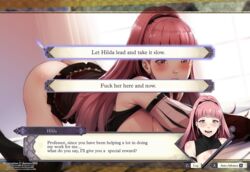 1girls all_fours artist_name ass backlighting bangs bare_shoulders bed_sheet black_legwear blunt_bangs blush bow breasts breasts_out dannex009 decision detached_sleeves dialogue dialogue_box earrings english_text female fire_emblem fire_emblem:_three_houses gameplay_mechanics hanging_breasts hilda_valentine_goneril indoors jewelry large_breasts long_hair long_sleeves nintendo no_panties on_bed open_mouth pink_eyes pink_hair ponytail purple_bow solo text text_box text_focus thighhighs top-down_bottom-up very_long_hair watermark web_address window