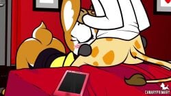 aggressive_retsuko animated anthro bed blowjob canaryprimary deepthroat face_fucking female furry gazelle giraffe loop male sound tagme throat_fuck tsunoda_(aggretsuko) video