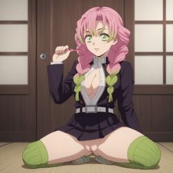 ai_generated female female_only green_eyes green_hair kanroji_mitsuri mitsuri pink_hair