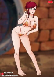 april_o'neil april_o'neil_(tmnt_2003) aurastudio bikini female green_eyes red_hair solo teenage_mutant_ninja_turtles tmnt_2003