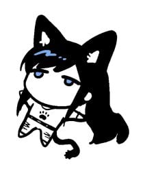 1girl 1girls belt black_hair blue_eyes bugs_bug_me cat_ears cat_girl cat_tail catgirl chibi class_of_'09 cute dark_hair female female_focus female_only long_hair meme nicole_(class_of_'09) pants ripped_pants shirt