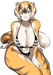 big_breasts bikini breasts cleavage feline female furry huge_breasts mx99926 thick_thighs tiger tiger_girl wide_hips