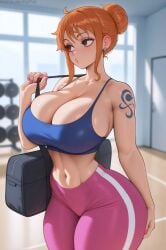 1girls ai_generated breasts clothing female female_only hips huge_breasts light-skinned_female light_skin long_hair nami nami_(one_piece) one_piece orange_hair stuffyai thick_thighs thighs wide_hips