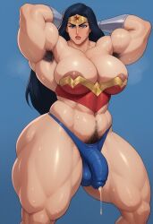 1futa abs ai_generated almost_naked amazon areola_slip areolae armpit_hair armpits arms_behind_head arms_up ball_bulge balls_in_panties balls_under_clothes barely_clothed biceps big_balls big_breasts big_muscles black_hair bracers breast_squeeze breasts bulge bulky bush busty circlet civitai cleavage color excessive_pubic_hair flaccid flexing front_view futa_sans_pussy futanari hairy_armpits happy_trail headband huge_breasts impossible_clothes impossible_fit jimojo lingerie long_hair midriff muscular muscular_arms muscular_futanari muscular_thighs navel penis_under_clothes pony_diffusion_xl pubic_hair pubic_hair_peek shiny_skin simple_background skimpy skimpy_bikini skimpy_clothes skimpy_costume skimpy_top skin_tight standing steam steaming_body steamy_armpits strapless superheroine sweat sweating sweaty_breasts sweaty_thighs thick_thighs thighs thong triceps tubetop underwear veiny_arms veiny_muscles wide_hips wonder_woman wristband