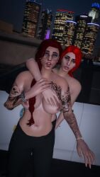 2girls ass ass blue_eyes breasts breasts breasts brown_eyes city glasses grabbing grabbing_another's_breast grabbing_breasts grand_theft_auto grand_theft_auto_online grand_theft_auto_v groping groping_breasts kylie_stokes legs lesbian_sex naked naked_female natascha_russel nipples nopixel nude nude_female nullinvoid public public_nudity public_sex pussy red_hair tattoo tattoo_on_arm tattooed_arm tattoos thighs vagina yuri