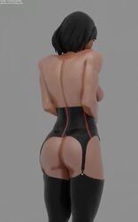 3d animated bdsm black_hair dark-skinned_female dark_skin discipline female fit_female from_behind latex latex_clothing latex_suit no_sound overwatch paddle pharah punishment punishment_spanking riding_crop short_hair solo solo_female spank spanked spanking surprise thehounde video viewed_from_behind