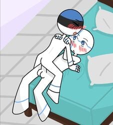 1boy 1other ambiguous_gender ambiguous_penetration bed bedroom countryhumans estonia_(countryhumans) finland_(countryhumans) floor male/ambiguous national_personification tagme tile_floor tiles what