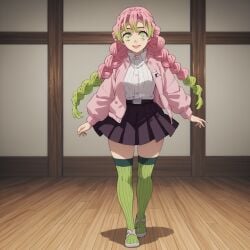 ai_generated female female_only green_eyes green_hair kanroji_mitsuri mitsuri pink_hair