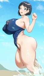 1girls alternate_breast_size alternate_color alternate_eye_color aqua_eyes ass background_edit barefoot beach belly big_ass big_butt big_nipples black_hair blue_sky blush bouncing_breasts breasts busty cleavage cloud clouds cloudy_sky covered_nipples curvaceous curvaceous_body curvaceous_female curvaceous_figure curvaceous_hips curves curvy curvy_body curvy_female curvy_figure day edit enormous_breasts erect_nipples eye_contact female female_focus female_human female_only from_side gigantic_breasts hairy huge_ass huge_breasts huge_thighs huge_tits kirigaya_suguha kunaboto light_blush looking_at_viewer looking_to_the_side nipple nipple_bulge nipple_outline nipples nipples_visible_through_clothing no_dialogue no_text ocean one-piece_swimsuit open_mouth outdoors outside photoshop plump plump_thighs puffy_nipples running sand short_hair sky solo solo_female solo_focus swimsuit sword_art_online textless thick_thighs unaware venus_body voluptuous voluptuous_female water water_drop wet wet_body wet_skin wide_hips