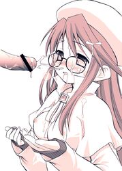 aty blush censored cum facial glasses monochrome penis solo summon_night summon_night_3