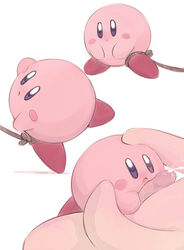 bald blush chubby circumcised cum cum_on_penis cumshot cute human kirby kirby_(series) male male_only nintendo open_mouth orgasm penis pink_skin plain_background pulled rope spread_legs spreading video_games