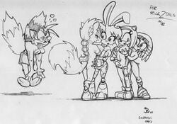 amy_rose anthro archie_comics arousal breast_fondling breasts bunnie_rabbot canid canine canis echidna eulipotyphlan female female/female genitals group hedgehog joe_randel lagomorph leporid lupe_the_wolf male mammal monochrome monotreme nude pussy rabbit sonic_(series) sonic_the_hedgehog_(archie) sonic_the_hedgehog_(comics) sonic_the_hedgehog_(series) straight tails tikal_the_echidna wolf