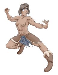 1girls amazon avatar_legends bwooper1 clothing female korra muscles muscular muscular_female small_breasts smooth_skin solo solo_female the_avatar the_legend_of_korra topless topless_female water_tribe white_background