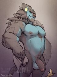 absurd_res anthro biceps felid feline foreskin genitals head_tuft hi_res humanoid_genitalia humanoid_penis luxray male male_only mammal muscular muscular_anthro muscular_male nintendo nipples no_swift pecs penis pokémon_(species) pokemon pokemon_(species) pokemorph solo tuft video_games