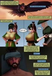 1girls age_progression avatar_the_last_airbender big_breasts black_lipstick breast_expansion comic female huge_ass huge_breasts morganagod short_hair toph_bei_fong