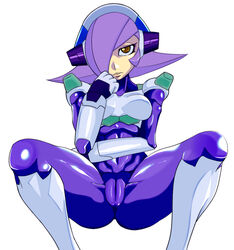 1girls akimon lumine_(mega_man) mega_man mega_man_x pussy rule_63 solo spread_legs